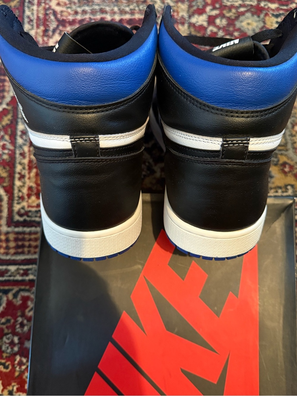 Jordan 1 Retro High Royal Toe— Black/White/Royal Blue Sneakers - Picture 4 of 6